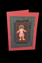 Embroidered Girl with Pink Dress and Orange Socks  - One-of-a-kind card - South Africa 1