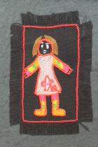 Embroidered Girl with Pink Dress and Orange Socks  - One-of-a-kind card - South Africa 2