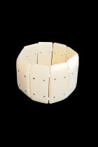 Elasticized Rectangular Bone and Brass Bracelet - Kenya