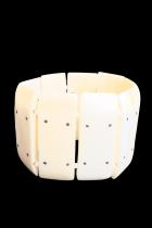 Elasticized Rectangular Bone and Brass Bracelet - Kenya 2