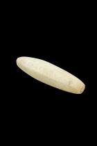 Oblong White Faceted Glass Bohemian Trade Bead (1) 1