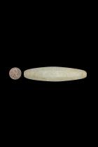 Oblong White Faceted Glass Bohemian Trade Bead (1) 2
