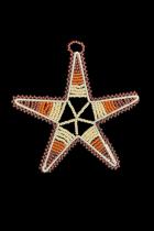 Brown and Orange Beaded Star Ornament - South Africa 1