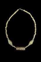 Necklace with Bronze Hair Tube and Bronze Swirls from the Baule People