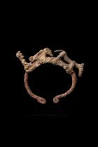 Twisted Metal Bracelet with Figure and Animals - West Africa