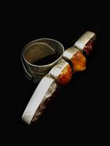 Dark Amber Ring with Sterling, Natural Finish 1