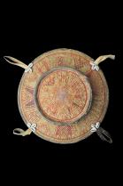 Antique Leather-Trimmed Harari Basket with Cowrie Shell Detailing - Ethiopia