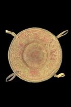 Antique Leather-Trimmed Harari Basket with Cowrie Shell Detailing - Ethiopia 1