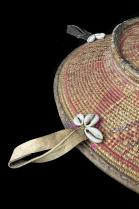 Antique Leather-Trimmed Harari Basket with Cowrie Shell Detailing - Ethiopia 3