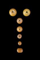 Group of 7 Cobalt Amber Beads