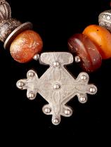 Berber Trade Bead Necklace, with Cross and Amber (0176) - Sold 1
