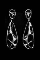 Contemporary Brushed Sterling Silver Earrings 