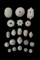 Collection of 21 Old Clay Spindle Whorl Beads - West Africa