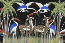 Original Vintage Painting by Congolese Artist Morga Jean entitled 