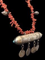 Coral Prayer Box Necklace - Bukhara people, Uzbekistan - BR46 3