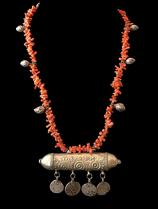 Coral Prayer Box Necklace - Bukhara people, Uzbekistan - BR46