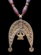 Trade Bead Necklace with Old Bronze Divination Pendant - Nuna People, Burkina Faso 1