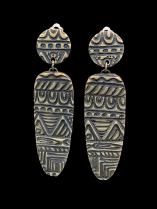 Clay Clip Earrings with tribal design. #22