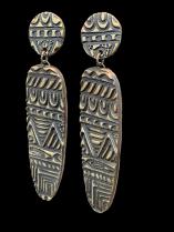Clay Clip Earrings with tribal design. #22 1