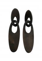 Posted Flat Linked Ebony Wood Earrings - Benin