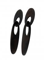 Posted Flat Linked Ebony Wood Earrings - Benin 2