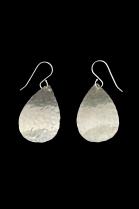 Hammered Sterling Silver Teardrop Shaped Earrings