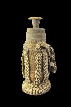 Milk Storage Gourd with Leather, Cowries and Fiber - Oromo People, Ethiopia