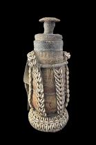 Milk Storage Gourd with Leather, Cowries and Fiber - Oromo People, Ethiopia 3