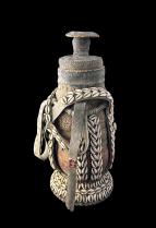 Milk Storage Gourd with Leather, Cowries and Fiber - Oromo People, Ethiopia 5