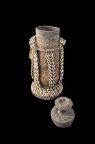 Milk Storage Gourd with Leather, Cowries and Fiber - Oromo People, Ethiopia 7