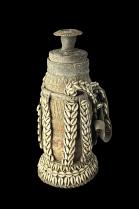 Milk Storage Gourd with Leather, Cowries and Fiber - Oromo People, Ethiopia 12