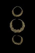 Set of 3 Old Traditional Earrings - Fulani People, Nigeria