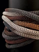 Thin Woven Bracelets - Sterling Silver, Browns and 18k Gold (155VBV) - Set of 3 3