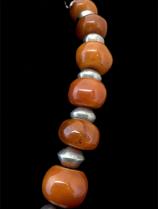 Tibetan Amber & Sterling Silver Necklace (HM39) - Sold 4