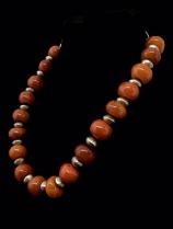 Tibetan Amber & Sterling Silver Necklace (HM39) - Sold 1