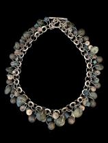Ethnic Necklace with Green Jade, Blue Glass Trade Beads & Ancient Quartz - (HM37) - Sold 1