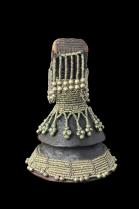 Wood Headrest With Silver White Metal Beads and Dangles, Ethiopia, East Africa - On Reserve 4