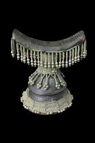 Wood Headrest With Silver White Metal Beads and Dangles, Ethiopia, East Africa - On Reserve 5