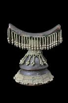 Wood Headrest With Silver White Metal Beads and Dangles, Ethiopia, East Africa - On Reserve 6
