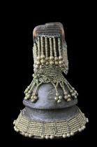 Wood Headrest With Silver White Metal Beads and Dangles, Ethiopia, East Africa - On Reserve 8
