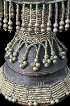 Wood Headrest With Silver White Metal Beads and Dangles, Ethiopia, East Africa - On Reserve 9