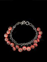 Necklace with sterling silver links and 100 year old glass beads (HM206) 2