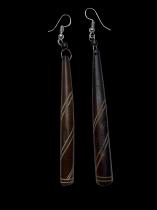 Incised Darkened Bone Earrings - Kenya 