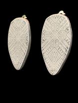 Clay Posted Earrings with tribal design. #13 1