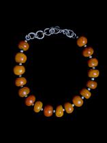 Tibetan Amber and Sterling Silver Necklace (HM75) 3