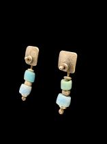 Sterling Silver Earrings with old blue trade beads from Ghana (HM52) 2