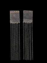 Woven Oxidized Fringe Earrings - (123BLT)
