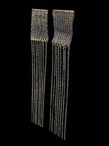 Woven Oxidized Fringe Earrings - (123BLT) 2