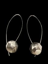 Faceted Circle Shaped Oxidized Sterling Earrings 2