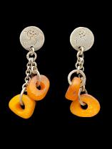 Posted Sterling Silver and Amber Earrings by Jewel